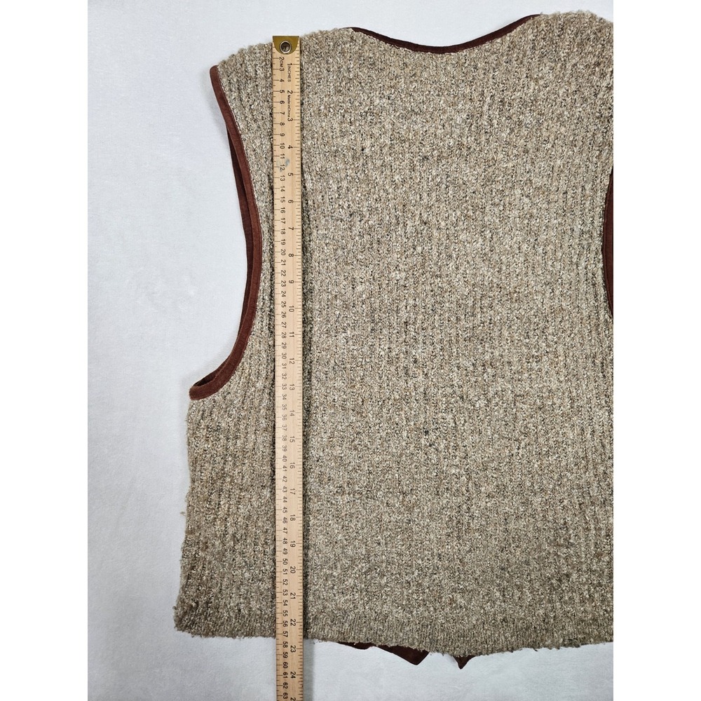 Vtg Territory Ahead 90's Leather‎ Gilet Vest Mens Medium Brown Lining Western - Picture 7 of 10
